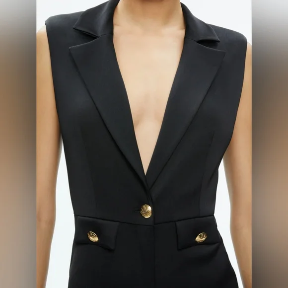 Alice and Olivia Shoshanna Sleeveless Tuxedo Jumpsuit - Picture 4 of 12